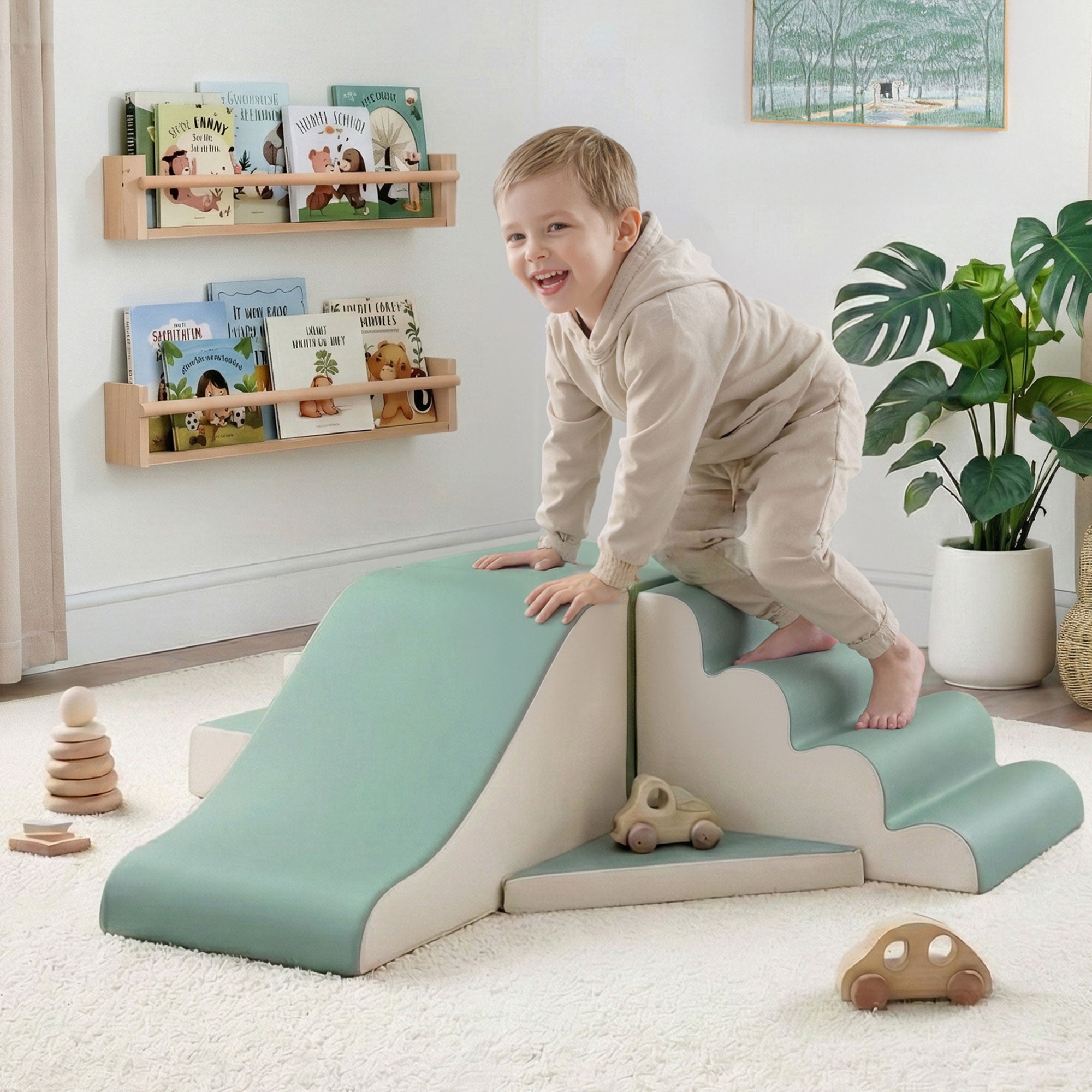 Keezi Kids Climbing Blocks 4-Piece Foam Toddler Playset Soft Indoor Climbing Toy Rocker